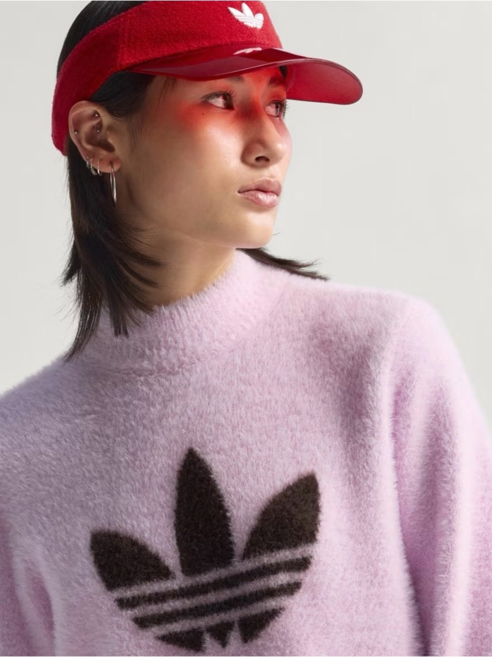 Adidas Golf Cashmere Sweater | Pink Brown Trefoil Logo | Fuzzy Knit | Small